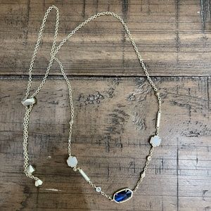 Kendra Scott Custom Color Bar Necklace Blue and White Druzy